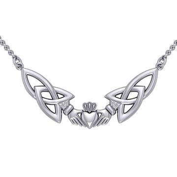 I give you my lasting love ~ Celtic Knotwork Claddagh Sterling Silver Necklace TN093 - Jewelry
